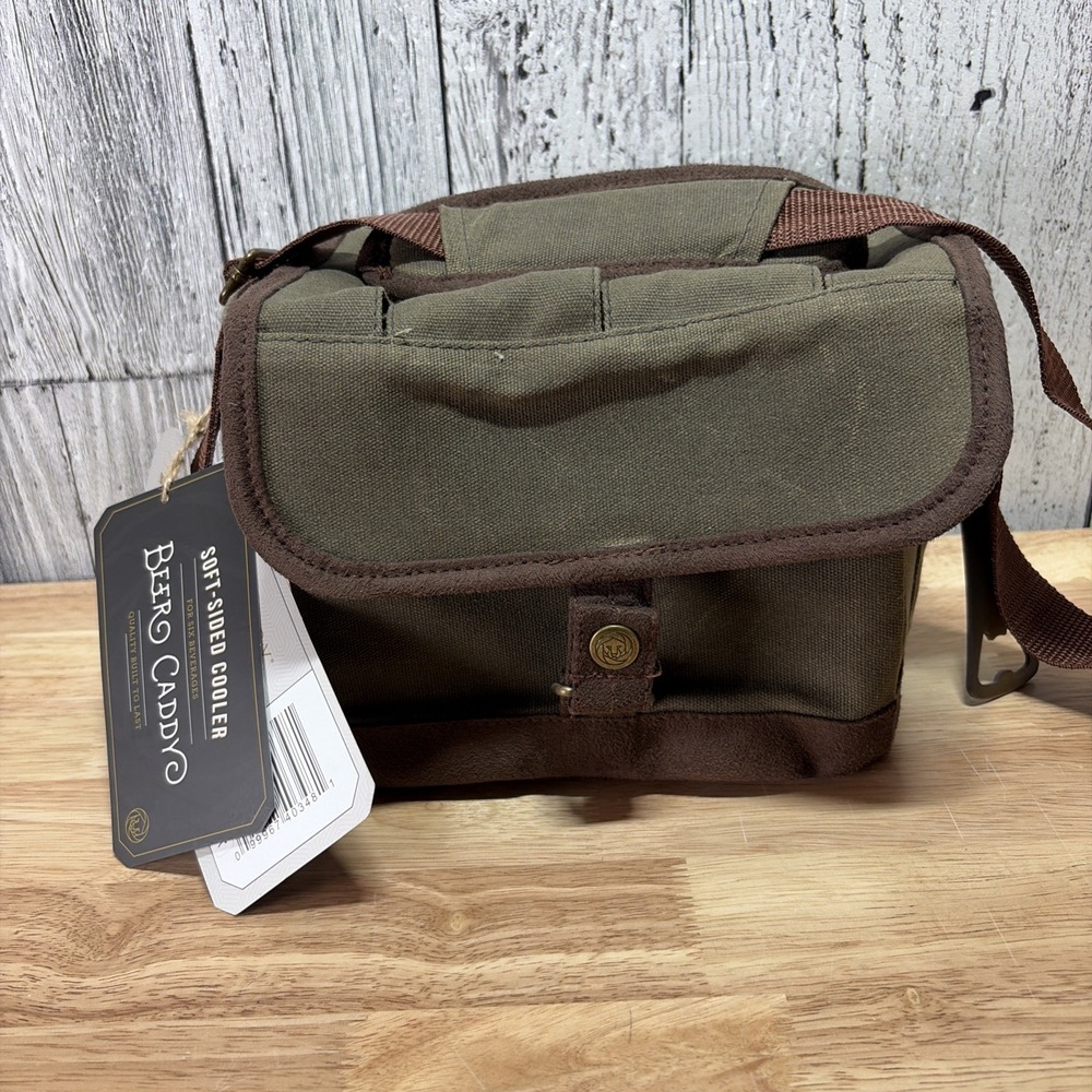 LEGACY WAXED CANVAS 6 BEER CADDY COOLER TOTE WITH OPENER NEW WITH TAGS‎